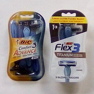 Bic Comfort3 Advance Razor (4 Razors) & Bic Flex3 Titanium Razor (3 Razors)